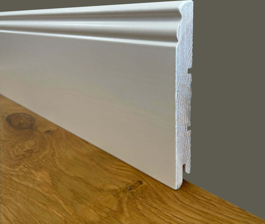 100ml di Battiscopa PREMIUM in legno MASSELLO mod.DUCALE 120x15 laccato bianco Fai da te/Prodotti per la costruzione/Materiali da costruzione/Pavimenti/Materiali per pavimenti/Battiscopa Eternal Parquet - Ariano Irpino, Commerciovirtuoso.it