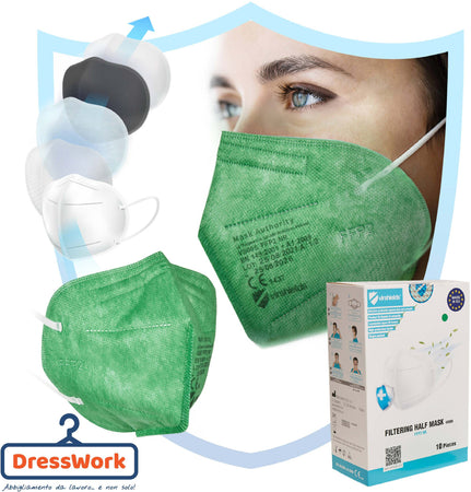 100x Mascherine FFP2 Verdi CE1463 Mascherina FFP2 Prodotta in Europa 5 strati Virshields Certificata colore Verde € 0,59 cad Spedizione Gratuita