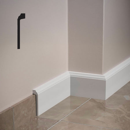 Battiscopa Coprimarmo FIRENZE  in POLIMERI FeelingWood-HD 100x22mm - BIANCO (prezzo al metro)