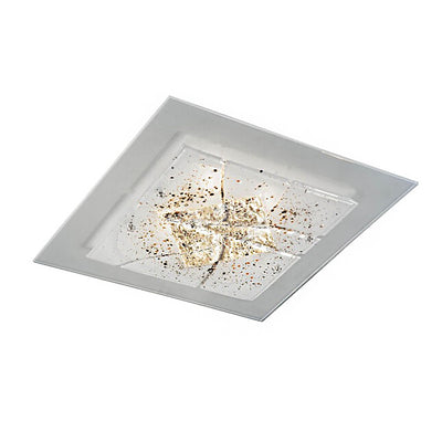 Plafoniera vetro nero-foglia argento Familamp MIAMI 309 PL60 E27 LED lampada soffitto moderna artigianale camerette