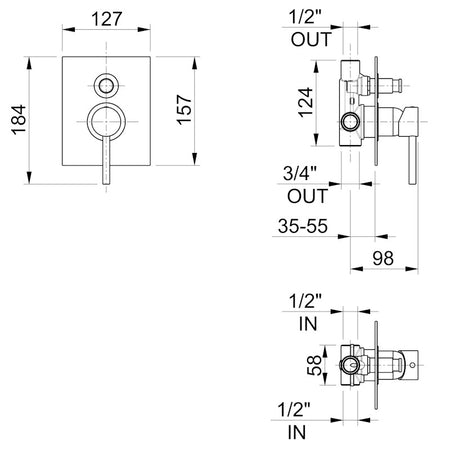 Rubinetto doccia incasso con deviatore - garanzia 5 anni - rubinetti bagno