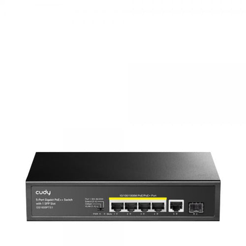 Switch Gigabit PoE+ 5 Porte con 1 Slot SFP, GS1005PTS1