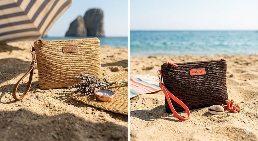 Pochette 4giveness Capri in rafia kenia