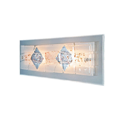 Applique vetro foglia argento-ametista Familamp MIAMI 309 AG E27 LED lampada parete moderna artigianale camerette