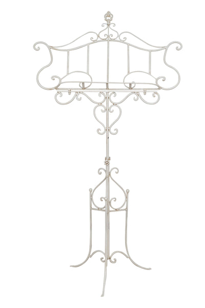 Biscottini Leggio da terra in ferro battuto pieno finitura bianca anticata L85xPR46xH140 cm