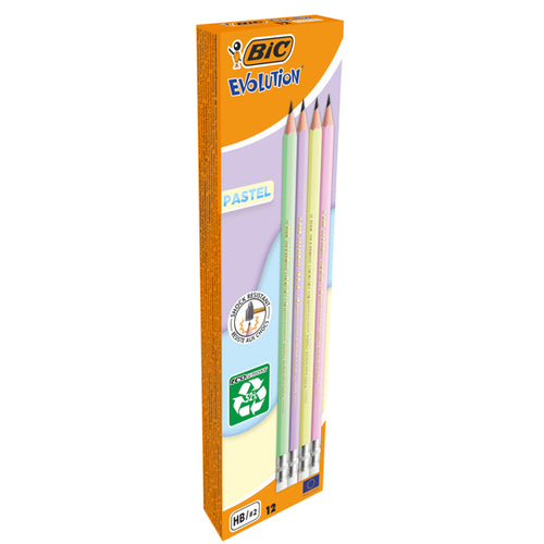 Scatola12 Matite C/Gommino Evolution Pastel Bic