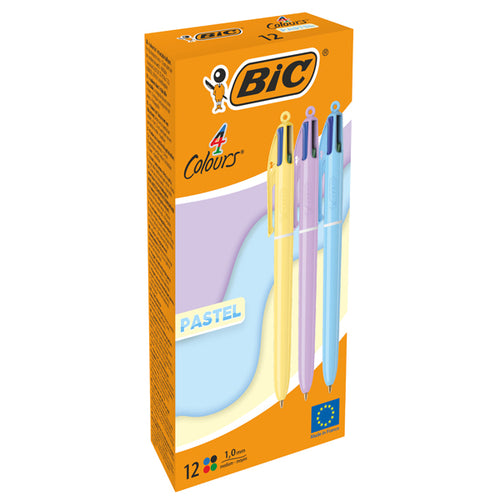 Scatola 12 Penna Sfera A Scatto 4 Colori Pastel 1.0Mm Bic