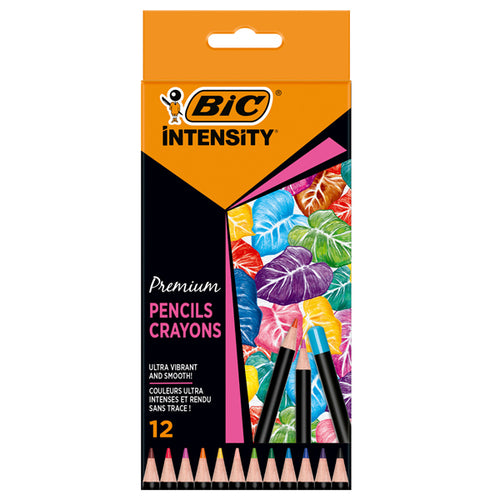 Astuccio 12 Matite Intensity Wood Premium Colori Assortiti Bic