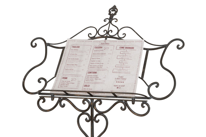 Biscottini Leggio da terra Biscottini ferro battuto pieno anticato L85xP46xH140 regolabile