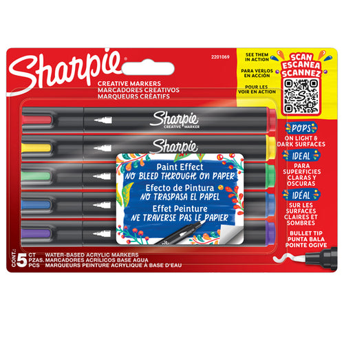 Astuccio 5 Marcatori Acrilici Punta Tonda Colori Assortiti Sharpie