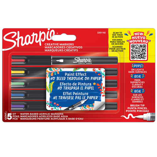 Astuccio 5 Marcatori Acrilici Punta Brush Colori Assortiti Sharpie