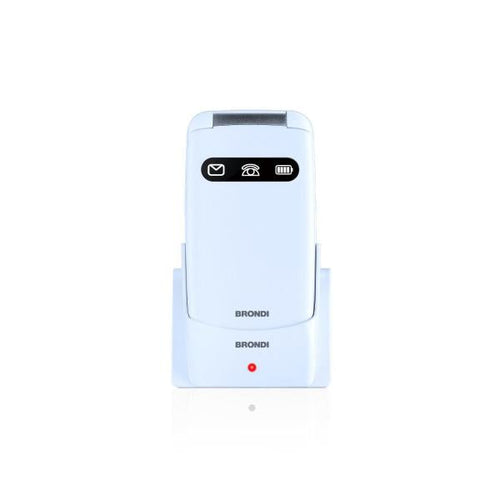 BRONDI AMICO FAVOLOSO (BIANCO METAL) - TELEFONO CELLULARE PER ANZIANI - TASTO SOS - TORCIA - CONTROLLO REMOTO - ANNUNCIO VOCALE