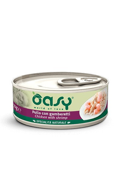Oasy Gatti Specialità Naturale Pollo con Gamberetti Scatoletta 70gr