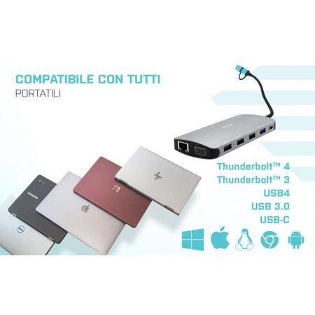 I-TEC DOCKING STATION USB 3.0 USB-C/TB3 3X DISPLAY METAL NANO DOCK WITH LAN, PD 100 W