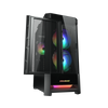 Cougar Duoface RGB è un case Midi Tower nero con illuminazione RGB. Offre supporto per ventole multiple, pannello in vetro temperato e spazio per schede grafiche fino a 33