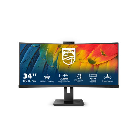 PHILIPS MONITOR CURVO 34 LED VA ULTRA WIDE 3440X1440 21:9 4MS 350 CDM, USB-C DOCK, WEBCAM, REG ALTEZ, MULTIMEDIALE