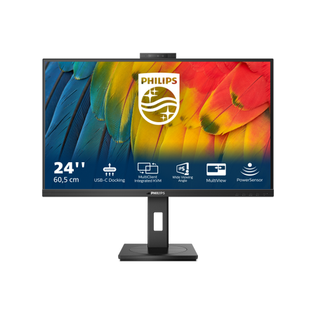 PHILIPS MONITOR 23,8 WLED IPS 16:9 FHD 4MS, DP/HDMI, USB-C DOCKING, WEBCAM, PIVOT, MULTIMEDIALE