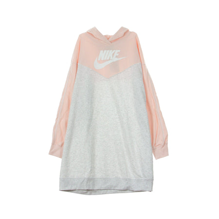 Nike Vestito Donna Hrtg Hoody Dress Sb Birch Heather/echo Pink/white/white da donna