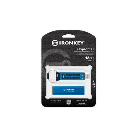 Kingston Technology IronKey Keypad 200 da 16 GB, FIPS 140-3 livello 3 [in fase di approvazione] crittografata AES-256 (16GB IRONKEY KEYPAD 200 AES-256 - ENCRYP FIPS 140-3 LVL 3[PENDING])
