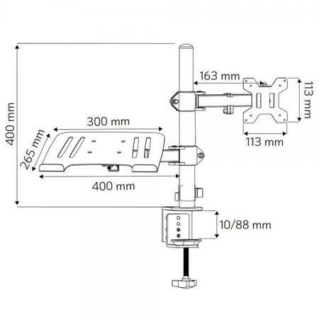 Supporto da Scrivania Braccio per Monitor 13-32'' e Mensola per Laptop