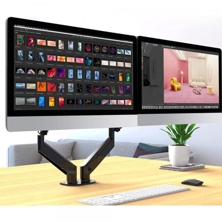 Supporto da Scrivania Doppio Monitor 17-32'' con Molla a Gas Nero