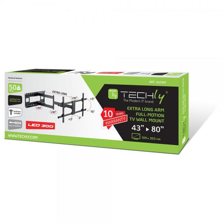 Staffa a Muro Braccio Estensibile fino a 1015 mm per LCD 43-80'' Nero