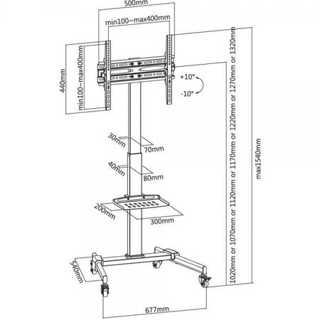 Trolley da Pavimento con Mensola per TV LCD/LED/Plasma 32-55''