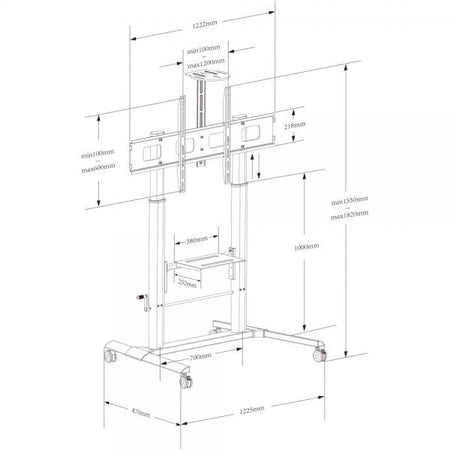 Supporto a Pavimento per TV con Altezza Regolabile per TV da 52'' a 110''