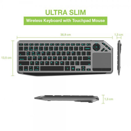 Tastiera Wireless Dual Mode Bluetooth & 2.4G per Smart TV Retroilluminata con Touchpad