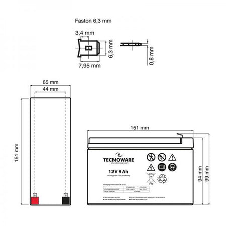 BATT. X UPS TECNOWARE 12V 9AH FASTON