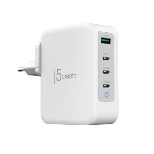 j5create JUP43130E-EN - Caricatore GaN USB-C a 4 porte da 130W - UE (130W GAN USB-C 4-PORT CHARGER - EU)