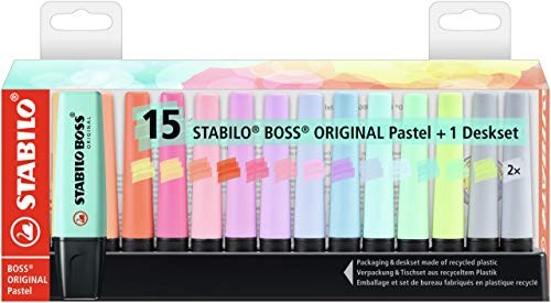 Stabilo, Desk Set, 15 evidenziatori Pastel