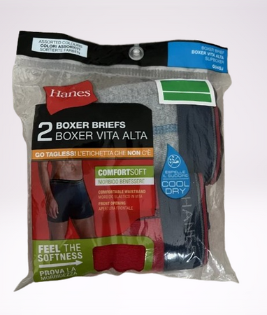 Hanes 2 Boxer vita alta in cotone fantasia assortita Uomo