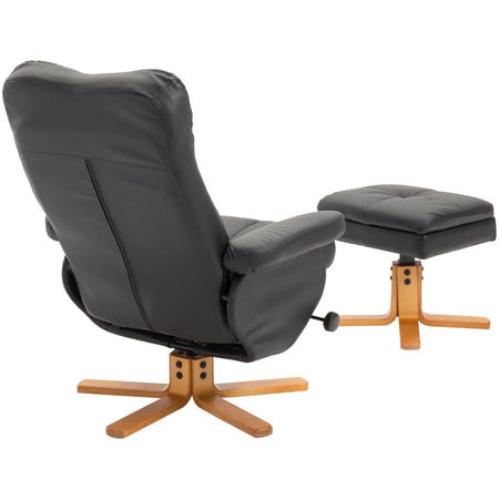 Poltrona Sedia ufficio studio salotto soggiorno Relax Reclinabile con Poggiapiedi in Pelle PU Nero F833-359BKA