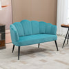 Divano 2 Posti in Velluto con Gambe in Metallo e Schienale a Conchiglia, 132x66x80cm, Verde soggiorno salotto ingresso ufficio studio F839-483V00GNA