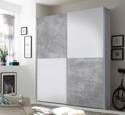 armadio moderno per camera da letto 3 4 ante scorrevoli in legno bianco grigio cemento R652651,152,1K99