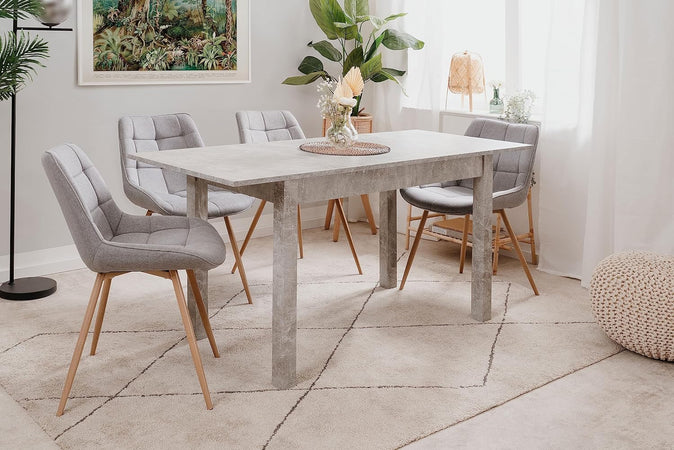 tavolo da pranzo cucina allungabile in legno moderno soggiorno 6 posti grigio cemento THU2253,131,2S43