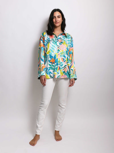 Camicia Donna floreale Maniche Lunghe Multicolore