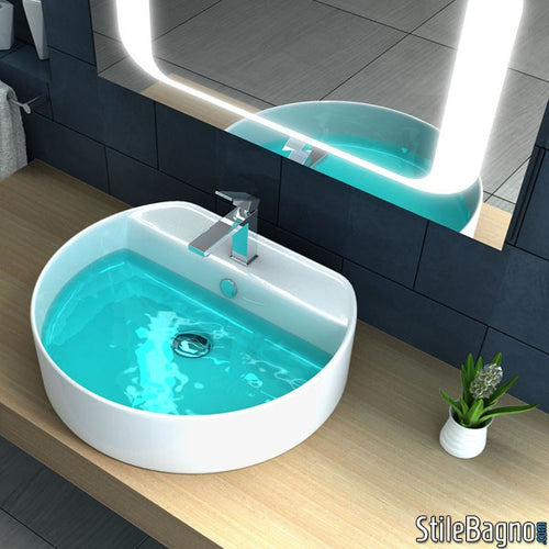 Lavabo da appoggio in Ceramica Bianca Goccioloine modello Rimini