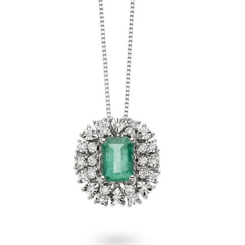 DONNA ORO collana con Pendente Catena In Oro Diamanti E Smeraldo