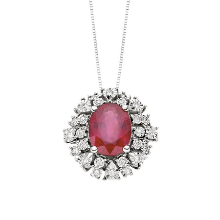 Pendente C/Catena In Oro Diamanti E Rubino