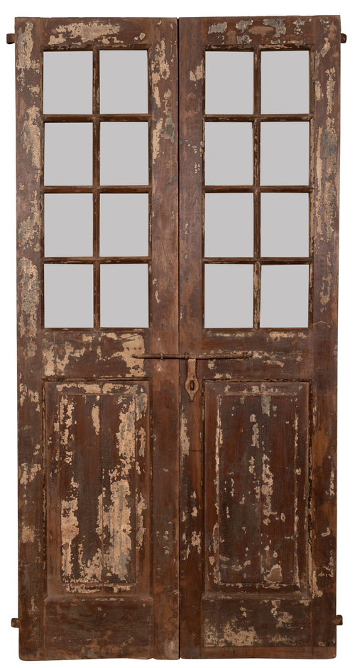 Biscottini Porta portone in legno massello e ferro da interno o da esterno vecchia e antica medievale scorrevole