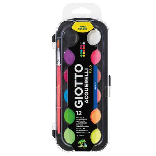 Colori Acquerello 12 Pastiglie Fluo D30Mm Giotto