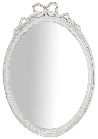 Biscottini Specchio Parete Ovale Biscottini Shabby 36x3x50 Resina Finitura Bianco Anticato