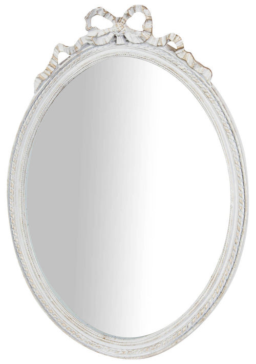 Biscottini Specchio Parete Ovale Biscottini Shabby 36x3x50 Resina Finitura Bianco Anticato