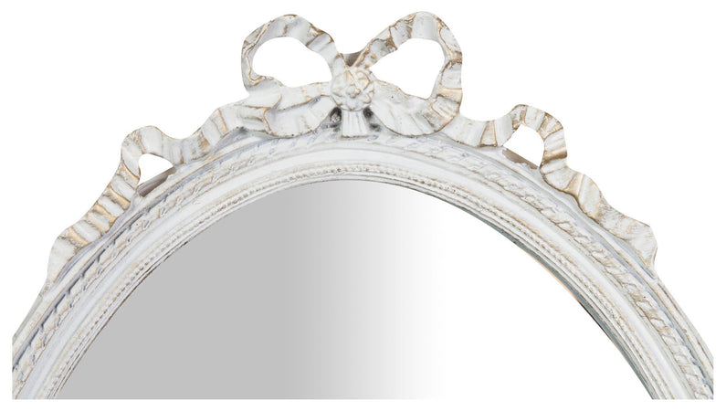 Biscottini Specchio Parete Ovale Biscottini Shabby 36x3x50 Resina Finitura Bianco Anticato
