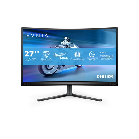 PHILIPS MONITOR GAMING CURVO 27 LED VA 16:9 QHD 1MS 400 CDM 240HZ, ALTEZZA DP/HDMI