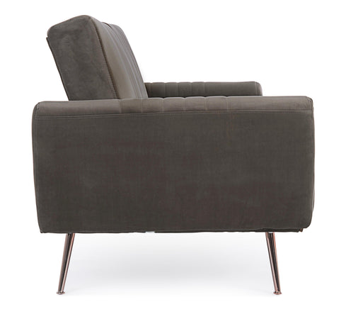 Divano letto in velluto verde 3 posti "Johnny " con piedi e struttura ottone 210 cm