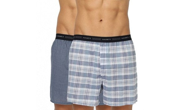 Hanes confezione 2 Boxer tela fantasia assortita Uomo