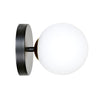 Applique A 1 Luce Floki In Acciaio Nero E Sfera In Vetro Bianco E Oro